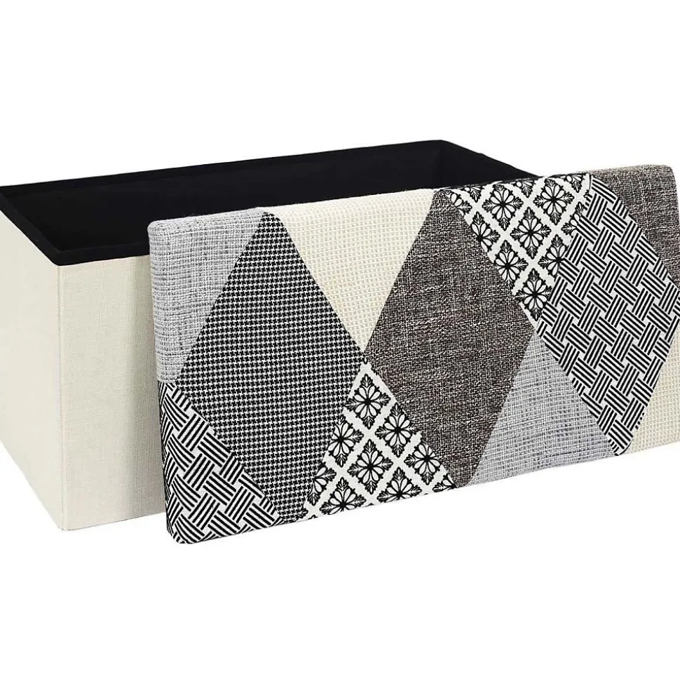 Banc coffre pliable Patchwork gris