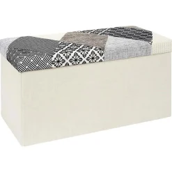 Banc coffre pliable Patchwork gris