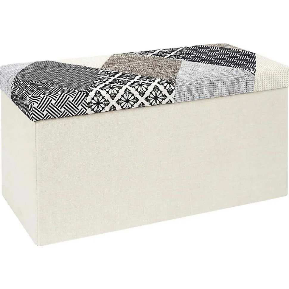 Banc coffre pliable Patchwork gris