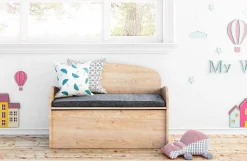 Banc coffre pour enfant en pin massif 62x90x38 cm