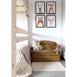 Banc coffre pour enfant en pin massif 62x90x38 cm