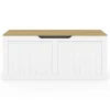 Banc coffre rangement 100 cm LEON bois et blanc