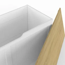Banc coffre rangement 100 cm LEON bois et blanc