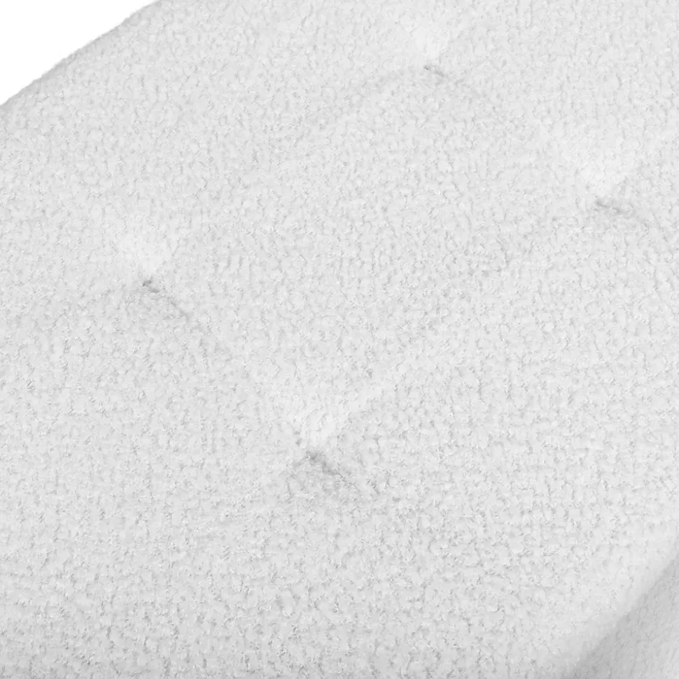 Banc coffre rangement LOUIS pieds métal noir 100 cm tissu bouclette blanc
