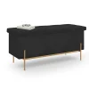 Banc coffre rangement LOUIS pieds métal doré 100 cm velours noir