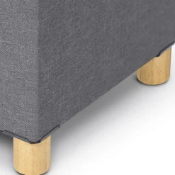 Banc coffre rangement sur pied 76 cm tissu gris anthracite