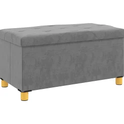 Banc coffre style Chesterfield effet capitonné dim. 76L x 38l x 38H cm piètement bois velours vieux rose