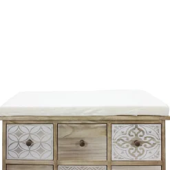 Banc Commode Beige 6 Tiroirs Assise Rembourrée 49x77,5x35