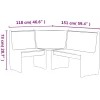 Banc d'angle REINE 151 cm marron miel et blanc bois pin solide vidaXL