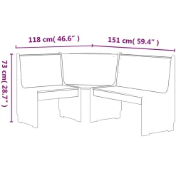 Banc d'angle REINE 151 cm marron miel et blanc bois pin solide vidaXL