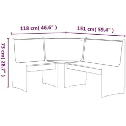 Banc d'angle REINE 151 cm marron miel et blanc bois pin solide vidaXL