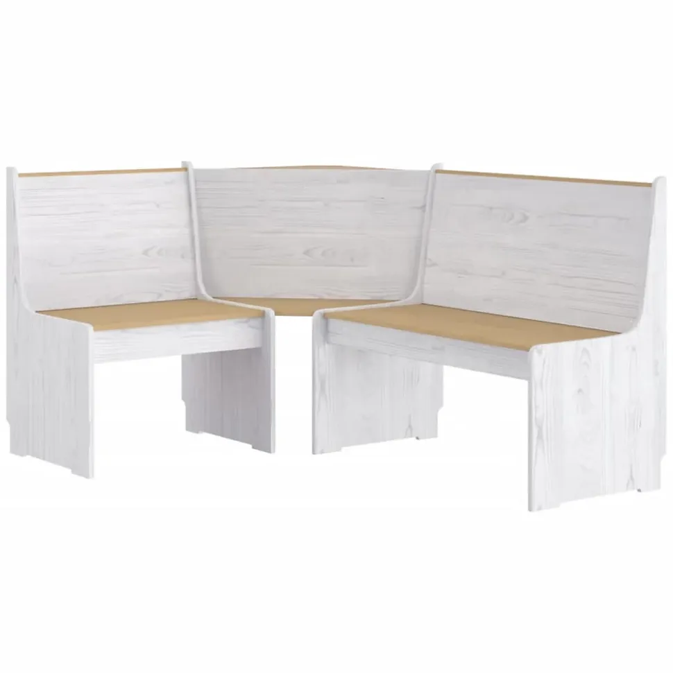 Banc d'angle REINE 151 cm marron miel et blanc bois pin solide vidaXL