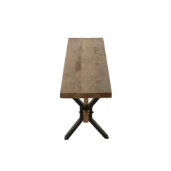 Banc de ferme industriel en bois et pieds croisés métal L180 - MARIE