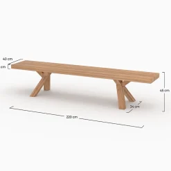 Banc de jardin en bois de teck 4 personnes - Soraya