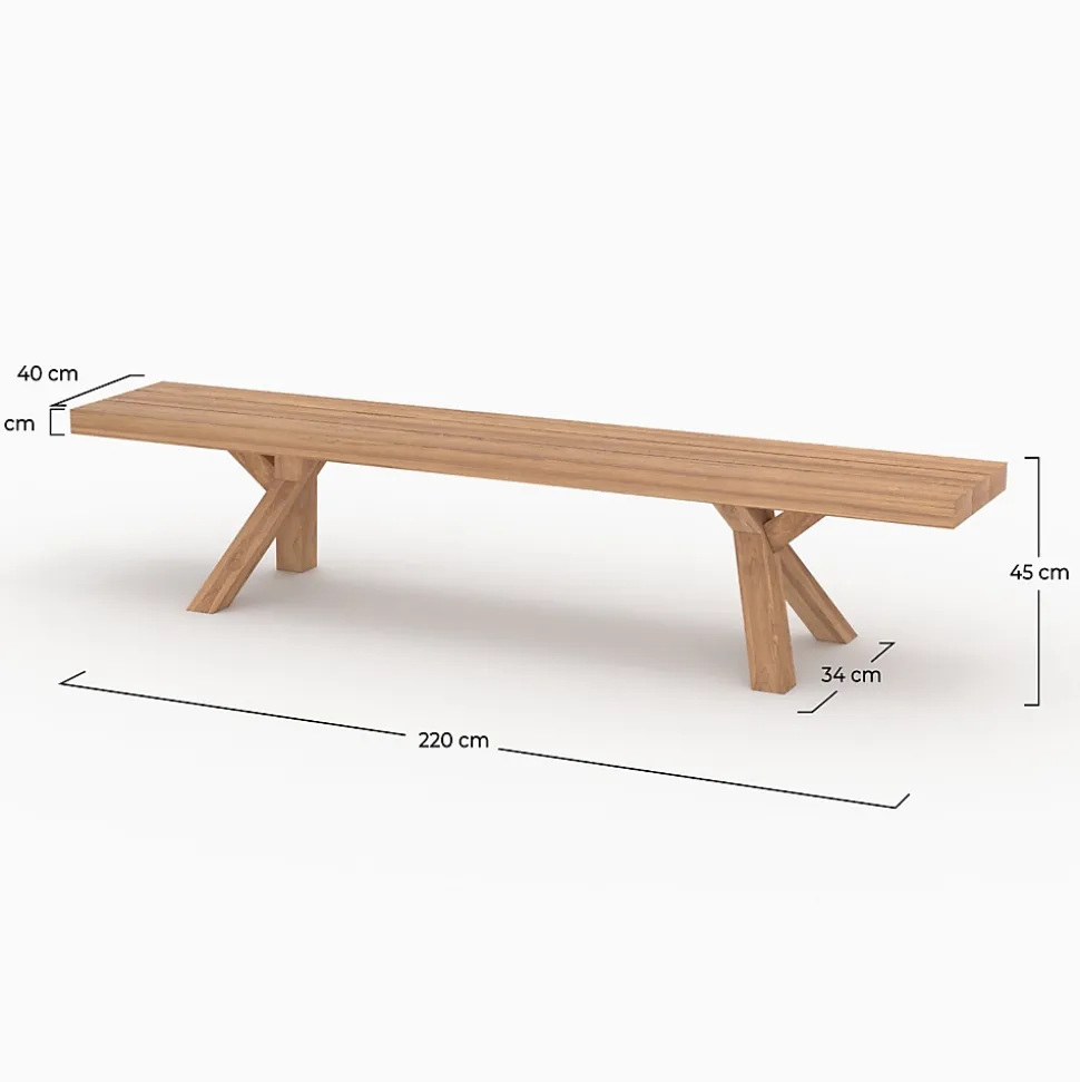 Banc de jardin en bois de teck 4 personnes - Soraya