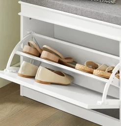 Banc de Rangement à Chaussures 2 Portes Abattants, FSR64-W, SoBuy