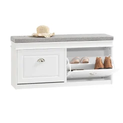 Banc de Rangement à Chaussures 2 Portes Abattants, FSR64-W, SoBuy