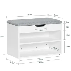 Banc de Rangement à chaussures 2 étages avec coussin, FSR25-HG, SoBuy