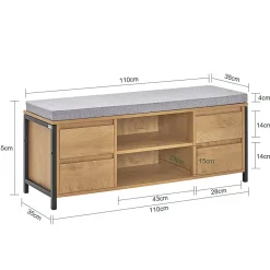 Banc de Rangement à Chaussure avec Siège, Coussin et Tiroirs, FSR149-N, SoBuy
