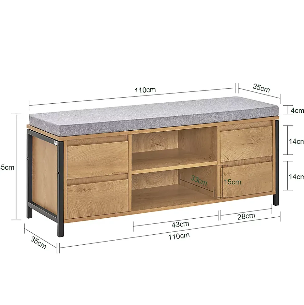 Banc de Rangement à Chaussure avec Siège, Coussin et Tiroirs, FSR149-N, SoBuy