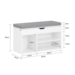Banc de Rangement à Chaussures Bottes avec Coussin Rembourré, FSR45-HG, SoBuy
