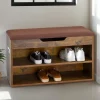 Banc de rangement à chaussures ISAAC avec coffre, en bois - Coloris old style et brun