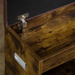 Banc de rangement à chaussures ISAAC avec coffre, en bois - Coloris old style et brun