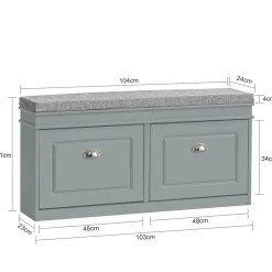 Banc de Rangement à Chaussures 2 Portes Abattants, FSR64-HG, SoBuy
