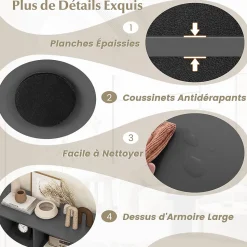 Banc de Rangement à Chaussures 8 Cases Banc Entrée à 3 Niveaux Organisateur de Chaussures Gris