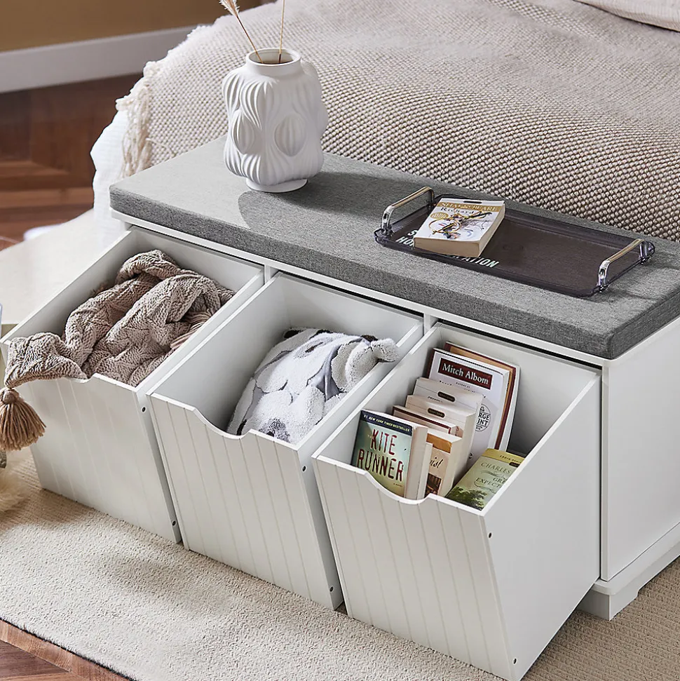 Banc de Rangement avec 3 Cubes et Coussin Rembourré, FSR30-W, SoBuy