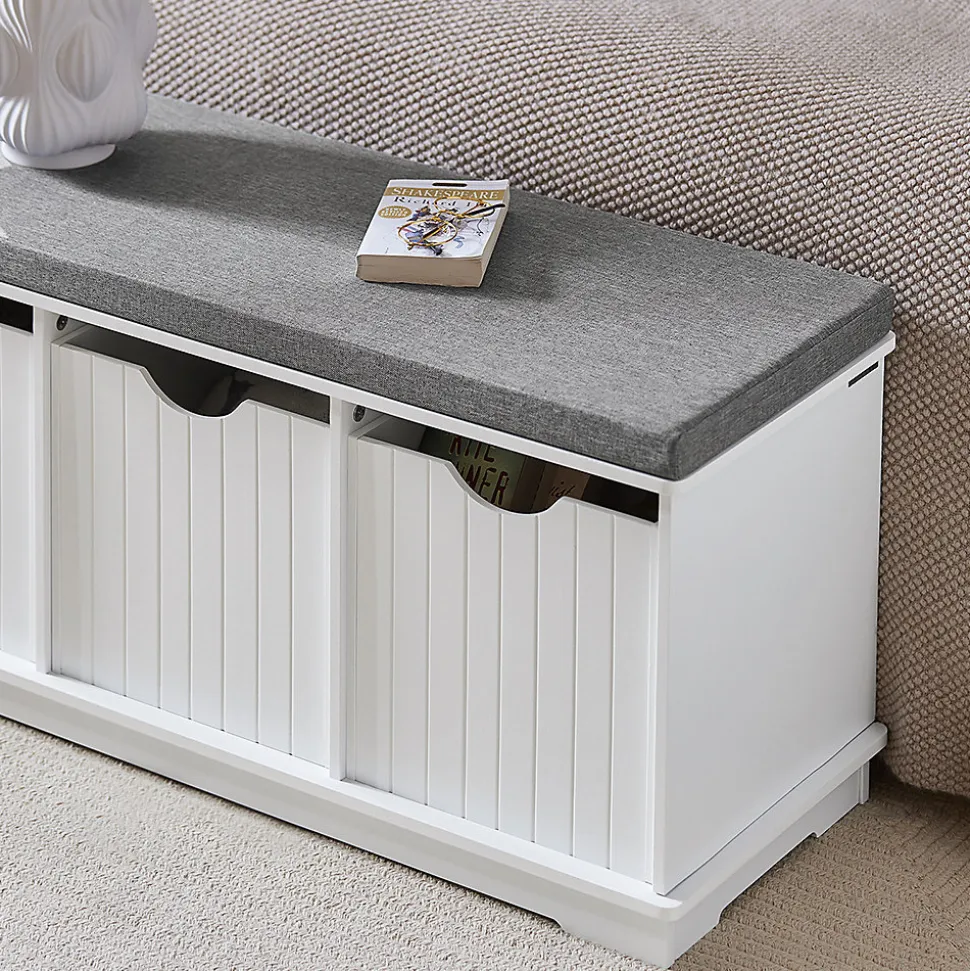 Banc de Rangement avec 3 Cubes et Coussin Rembourré, FSR30-W, SoBuy