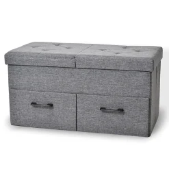 Banc de Rangement avec coffre et tiroirs 2 places 77x40x38cm