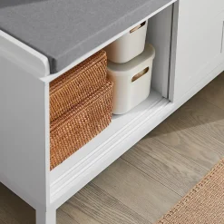 Banc de Rangement avec Coussin Rembourré et 2 Porte Coulissantes, FSR86-W, SoBuy