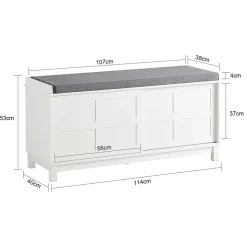 Banc de Rangement avec Coussin Rembourré et 2 Porte Coulissantes, FSR86-W, SoBuy