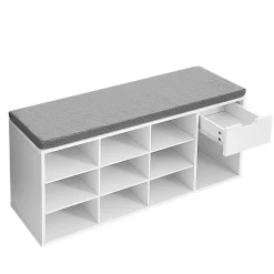 Banc de rangement chaussures blanc 10 niches 1 tiroir
