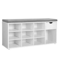 Banc de rangement chaussures blanc 10 niches 1 tiroir