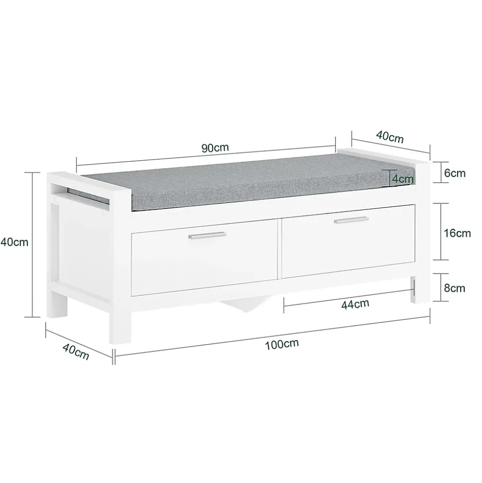 Banc de Rangement Meuble d'Entrée 2 Tiroirs, FSR74-W, SoBuy