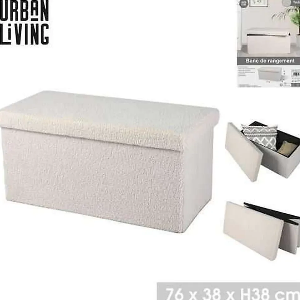 Banc de rangement pliable Kube revêtement bouclette