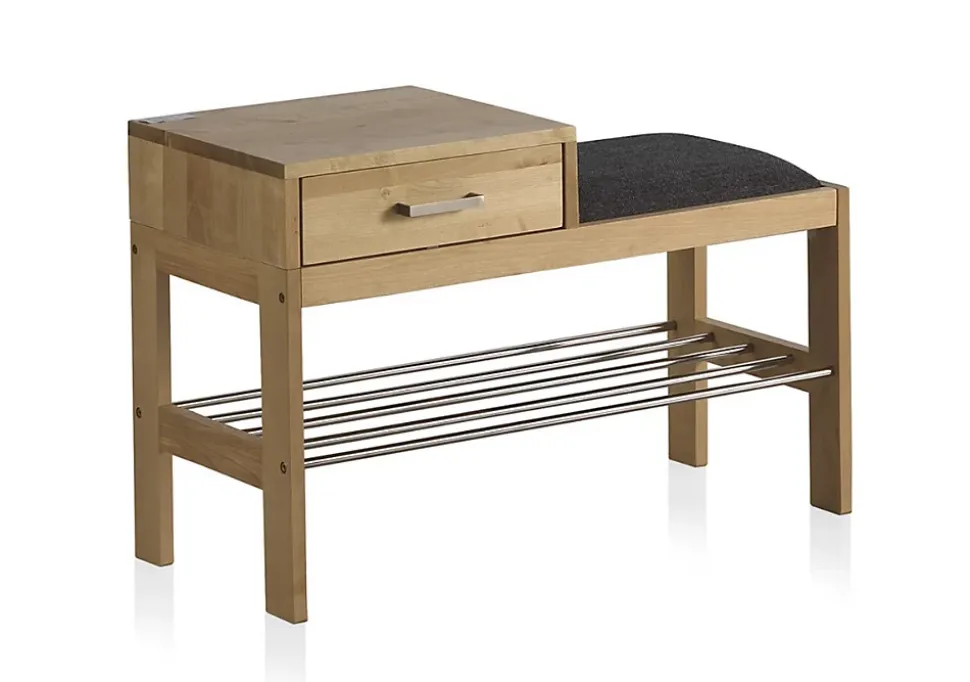 Banc de rangement pour chaussures en bouleau naturel