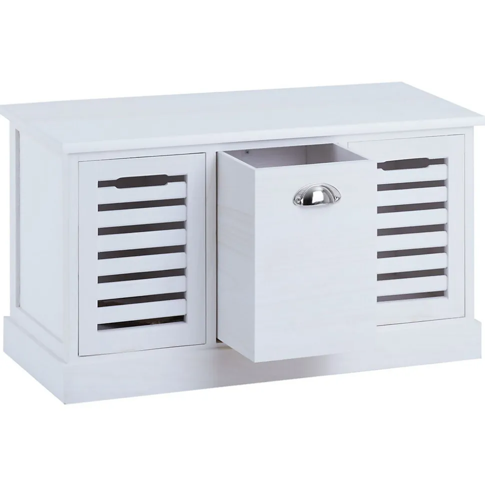 Banc de rangement TRIENT, 3 caisses, blanc