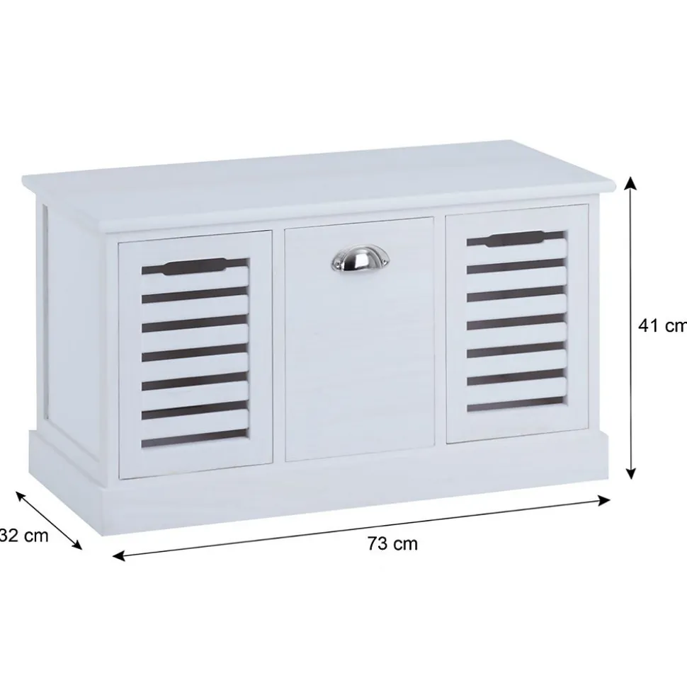 Banc de rangement TRIENT, 3 caisses, blanc