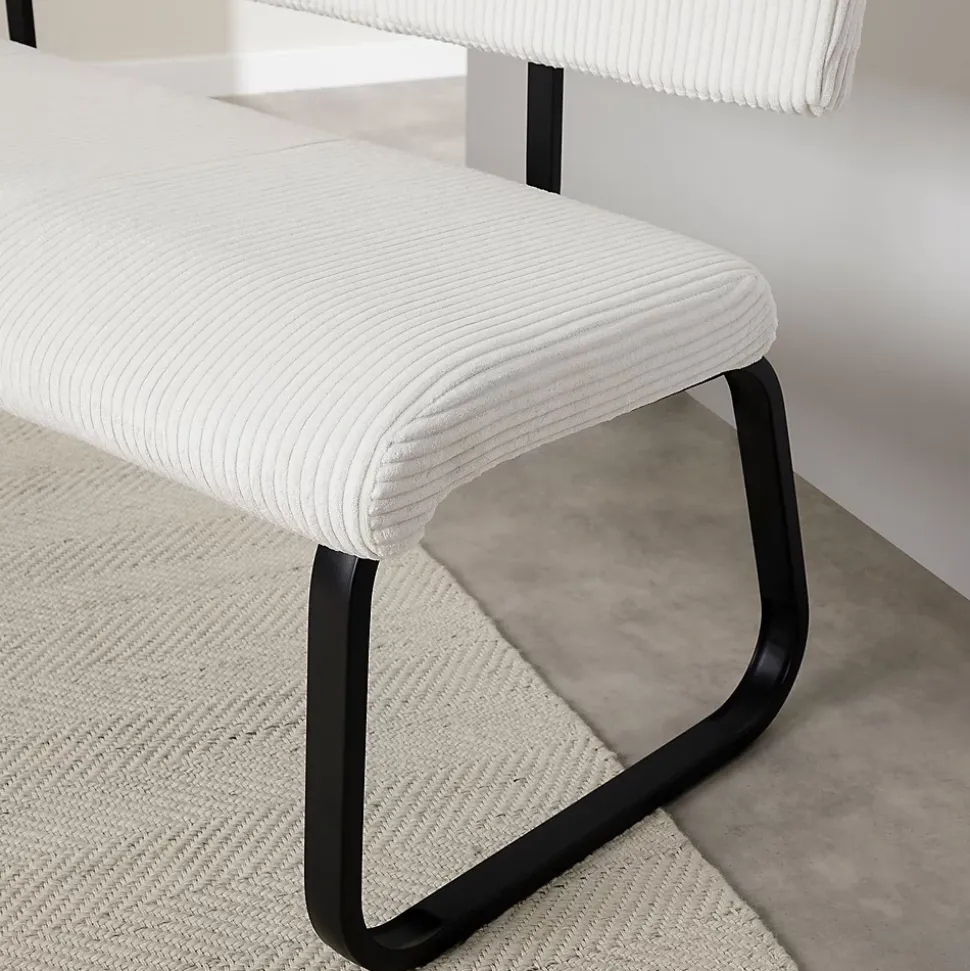 Banc de salle à manger MATESE L 135 cm en velours côtelé - Blanc