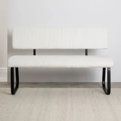 Banc de salle à manger MATESE L 135 cm en velours côtelé - Blanc