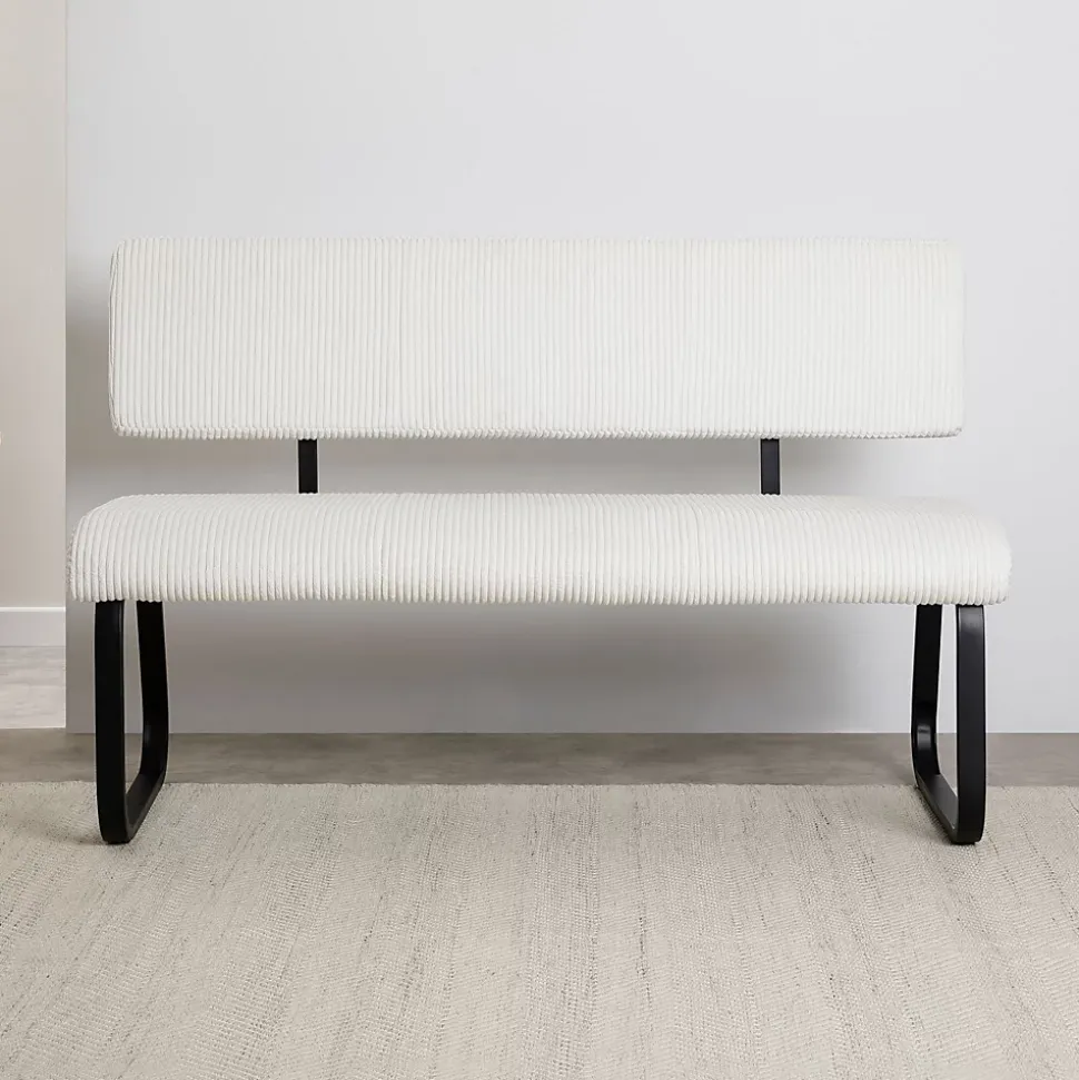 Banc de salle à manger MATESE L 135 cm en velours côtelé - Blanc