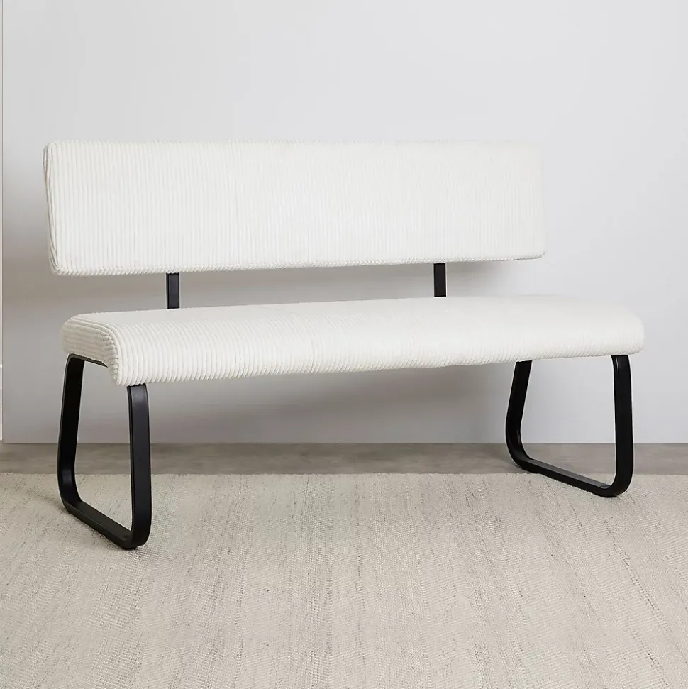 Banc de salle à manger MATESE L 135 cm en velours côtelé - Blanc