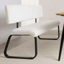 Banc de salle à manger MATESE L 135 cm en velours côtelé - Blanc