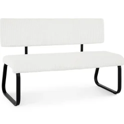Banc de salle à manger MATESE L 135 cm en velours côtelé - Blanc