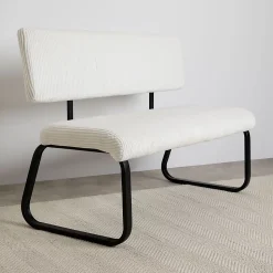 Banc de salle à manger MATESE L 135 cm en velours côtelé - Blanc