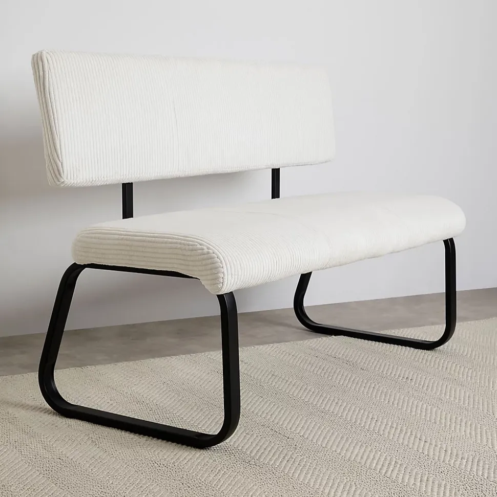 Banc de salle à manger MATESE L 135 cm en velours côtelé - Blanc