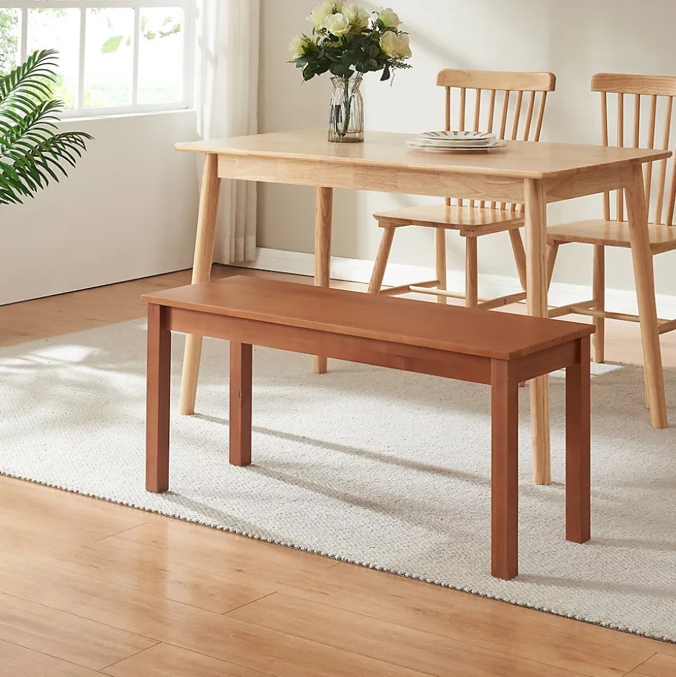 Banc de salle à manger Trerunulu 100 x 35 x 45 cm effet noyer en.casa